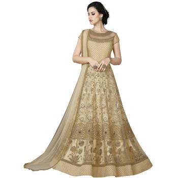 Cream Embroidered Net Salwar 1
