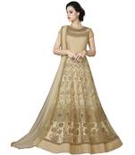 Cream Embroidered Net Salwar