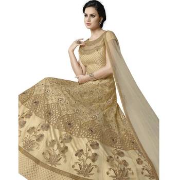Cream Embroidered Net Salwar 3