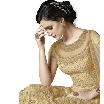 Cream Embroidered Net Salwar 4