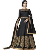 Black Embroidered Silk Anarkali Suit