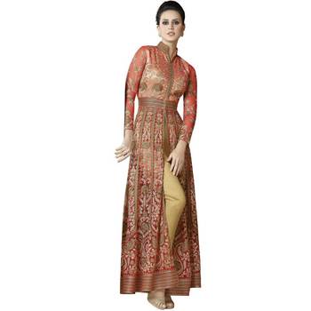 Red Embroidered Net Anarkali Suit 2