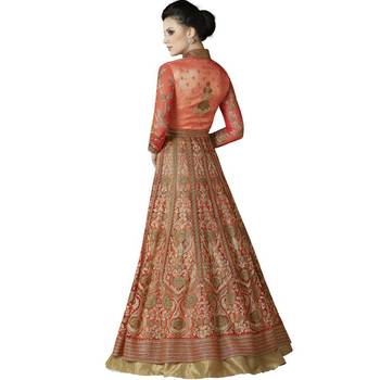 Red Embroidered Net Anarkali Suit 3