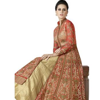 Red Embroidered Net Anarkali Suit 5