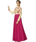 Magenta embroidered silk long-kurtis