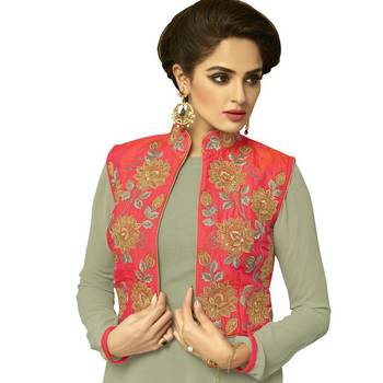 Lime embroidered georgette long-kurtis 2