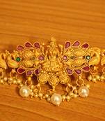 Multicolour Temple Jewelleru Matt Gold  Finish Hair Clip