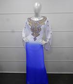 Multicolor Zari Work Gerogette Islamic Arabic Style Maxi Festive PartyWear Kaftan