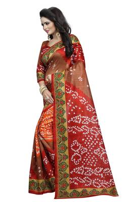 Multicolor printed bhagalpuri silk saree with blouse 7