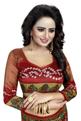 Multicolor printed bhagalpuri silk saree with blouse 9
