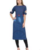 Dark blue  denim kurti