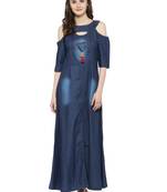 Dark blue  denim kurti