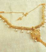 White kundan pearl waist belly hip chain belt kamarband keychain ethnic wedding jewellery