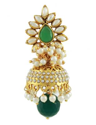 Emerald Green Traditional Rajwadi Jhumki Earrings Jewellery for Women - Orniza 2