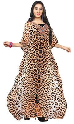 Multi Colour  Printed Georgette Islamic Style Partywear Islamic Kaftan 1