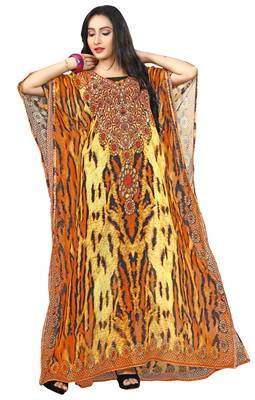 Multi Colour  Printed Georgette Islamic Style Partywear Islamic Kaftan 1