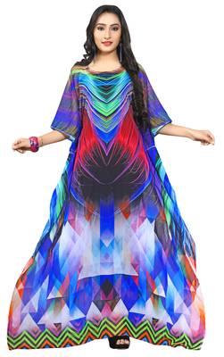 Multi Colour  Printed Georgette Islamic Style Partywear Islamic Kaftan 1
