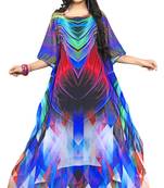 Multi Colour  Printed Georgette Islamic Style Partywear Islamic Kaftan