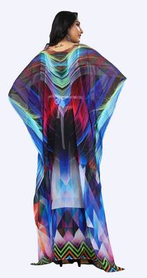 Multi Colour  Printed Georgette Islamic Style Partywear Islamic Kaftan 2