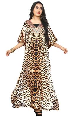 Multi Colour  Printed Satin Islamic Style Partywear Islamic Kaftan 1