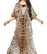 Multi Colour  Printed Satin Islamic Style Partywear Islamic Kaftan