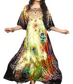 Multi Colour  Printed Satin Islamic Style Partywear Islamic Kaftan