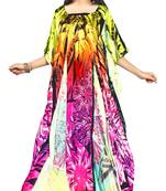 Multi Colour  Printed Satin Islamic Style Partywear Islamic Kaftan