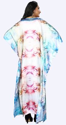 Multi Colour  Printed Satin Islamic Style Partywear Islamic Kaftan 2