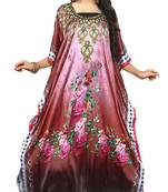 Multi Colour  Printed Satin Islamic Style Partywear Islamic Kaftan