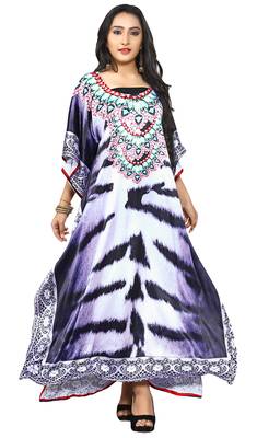 Multi Colour  Printed Satin Islamic Style Partywear Islamic Kaftan 1