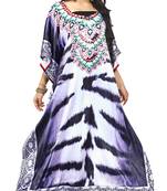 Multi Colour  Printed Satin Islamic Style Partywear Islamic Kaftan