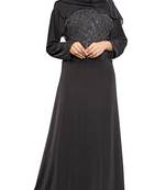 Black Printed Lycra Islamic Style Festive Wear Burka With Hijab
