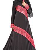 Black Printed Lycra Islamic Style Festive Wear Burka With Hijab