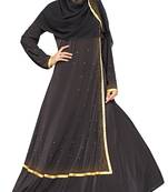 Black Printed Lycra Islamic Style Festive Wear Burka With Hijab