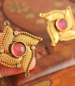 Beaituful Antique Ruby Flower Stud