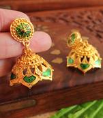 Gorgeous Gold Plated Green Palakka Jhumka
