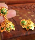 Gorgeous Gold Plated Green Palakka Jhumka