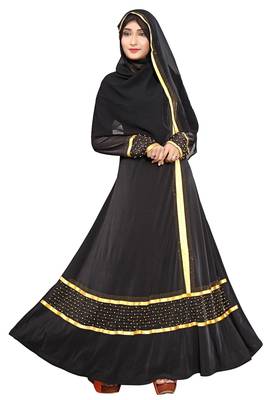 Black Printed Lycra Islamic Style Festive Wear Burka With Hijab 2