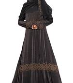 Black Printed Lycra Islamic Style Festive Wear Burka With Hijab