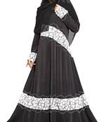 Black Printed Lycra Islamic Style Festive Wear Burka With Hijab