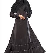 Black Printed Lycra Islamic Style Festive Wear Burka With Hijab