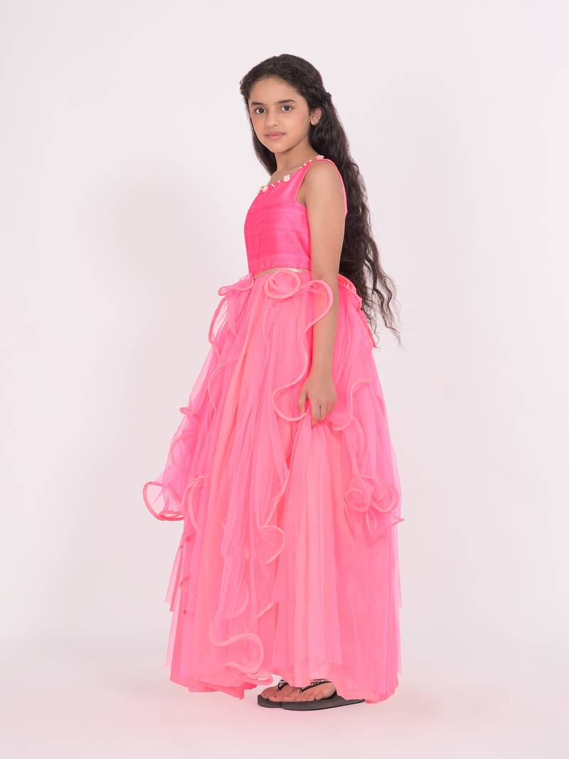 Panelled Gown With Ruffles