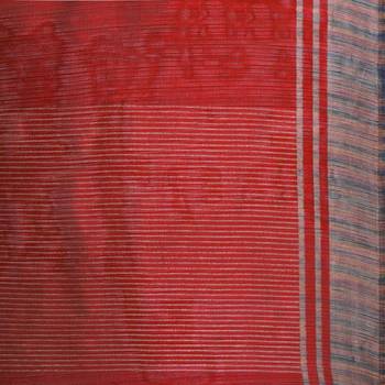Red Printed Tussar Silk Saree With Blouse 5
