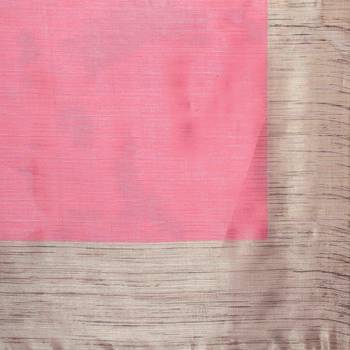 Pink plain semi  tussar silk saree with blouse 5