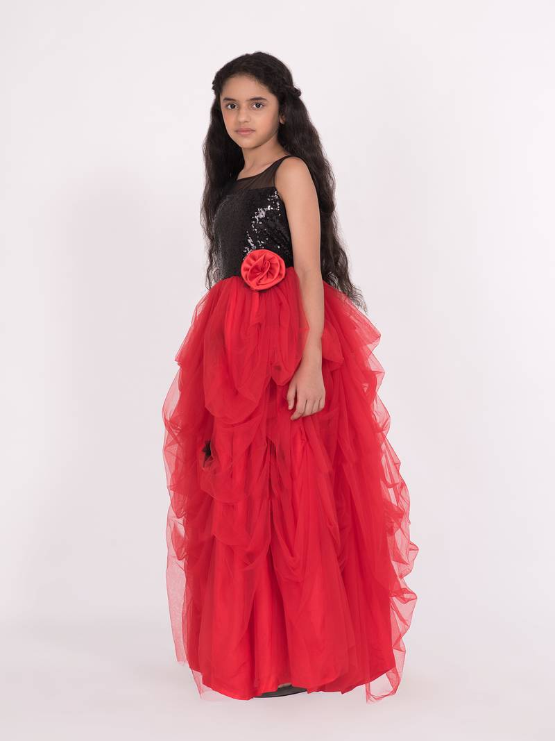 Ruffled Gown With Glitter Detail kids gown