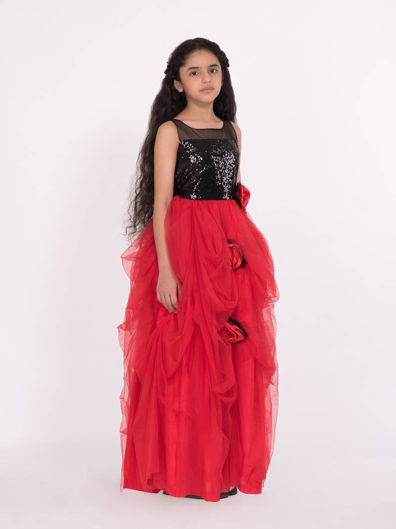 Ruffled Gown With Glitter Detail kids gown