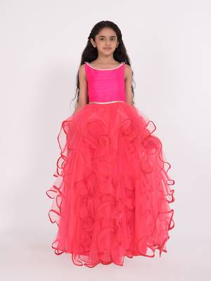 Ruffled Gown With Pearl Detail kids gown 1