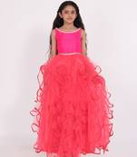 Ruffled Gown With Pearl Detail kids gown