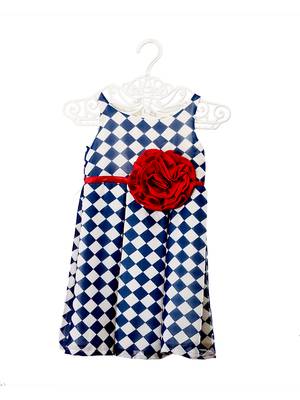 Chequered Dress With Rose Detailing kids frock 1