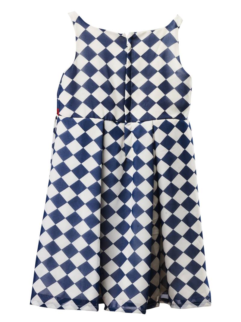 Chequered Dress With Rose Detailing kids frock